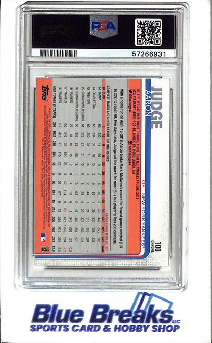 2019 - Topps - Chrome - Batting - Prism Refractor - #100 - Baseball - New York Yankees - PSA 9 - drop