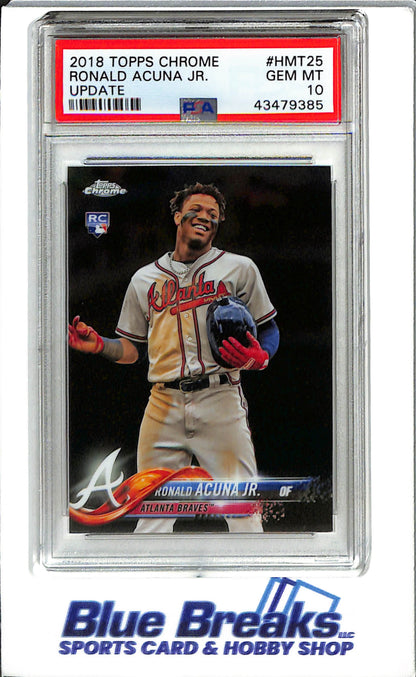 2018 Topps Chrome #HMT25 Ronald Acuna JR. GEM MT Baseball Atlanta Braves Update PSA. 10