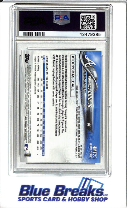 2018 Topps Chrome #HMT25 Ronald Acuna JR. GEM MT Baseball Atlanta Braves Update PSA. 10