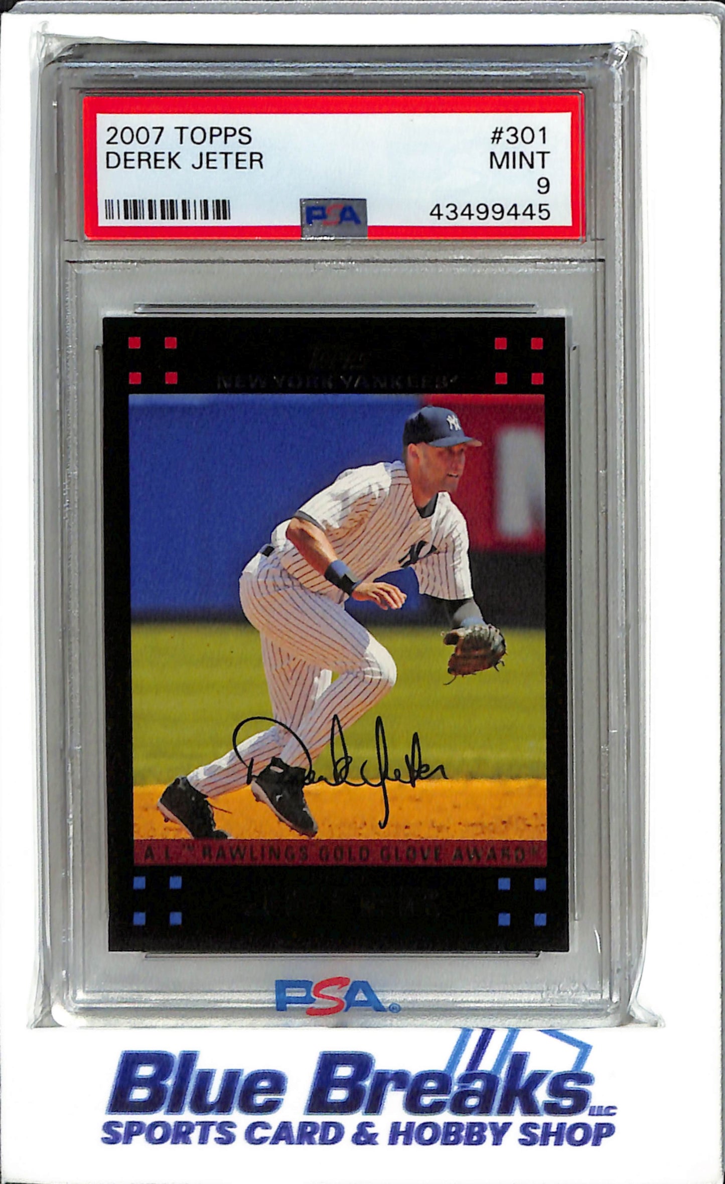 2007 Topps #301 Derek Jeter Baseball New Yurk Yankees PSA. 9