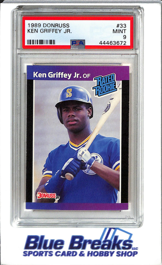 1989 Donruss #33 Ken Griffey JR. Baseball Seattle Mariners PSA. 9