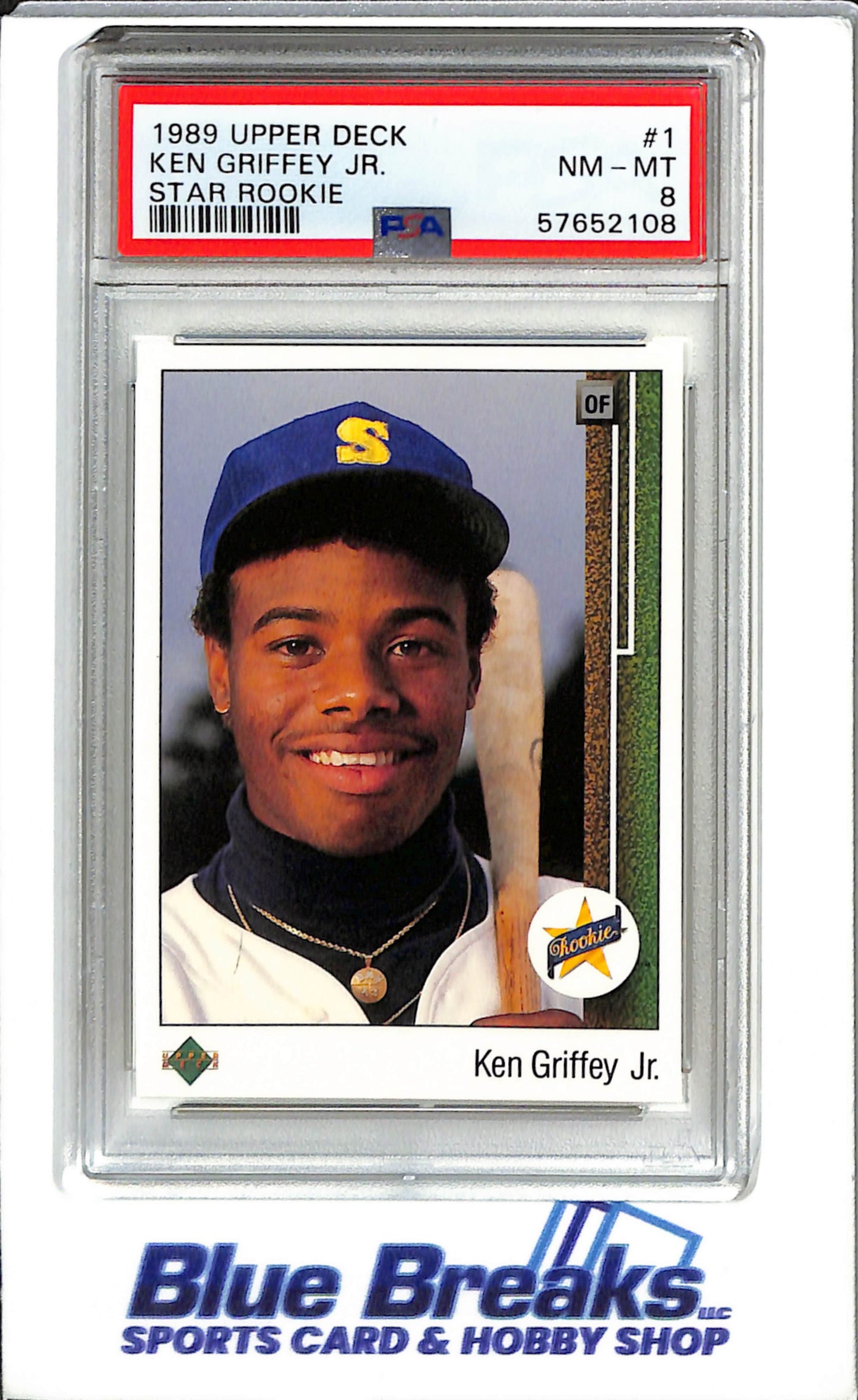 1989 Upper Deck #1 Ken Griffey JR. Bassball Seattle Mariners Star Rookie PSA. 8
