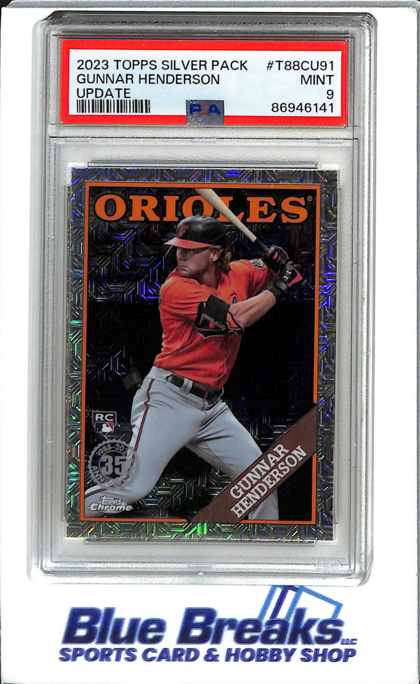 2023 Topps Silver Pack #T88CU91 Gunnar Henderson Baseball Orioles Update PSA. 9