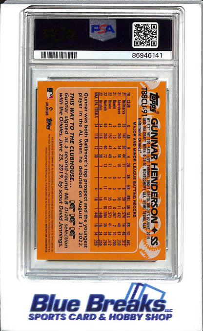 2023 Topps Silver Pack #T88CU91 Gunnar Henderson Baseball Orioles Update PSA. 9