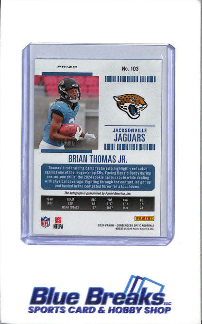 2024 - Panini - Contenders - Rookie Ticket - Brian Thomas JR. - auto - 4-30 - Football - Jacksonville - Jaguars - Drop