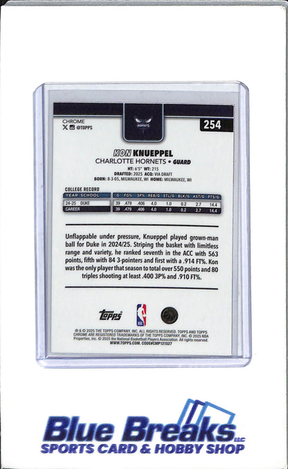 2025 Topps Chrome - Red Whight Blue - Kon knueppel - Rookie - #254 - Basketball - Charlotte Hornets - drop