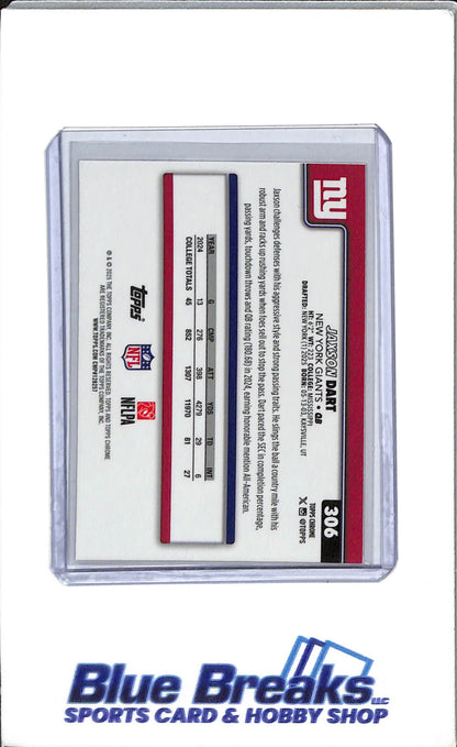 2025 Topps Chrome - Football Lether - Jaxson Dart - Rookie - #306 - New York Giants - drop