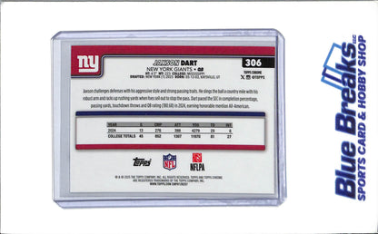 2025 Topps Chrome - Pulsar - Jaxson Dart - Rookie - #306 - New York Giants