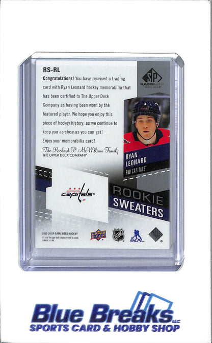 2025-26 Upper Deck - SP Game Used Rookie Sweaters - Ryan Lenard - #RS-RL - Patch - 89-299 - Hockey - RW Capitals - Drop