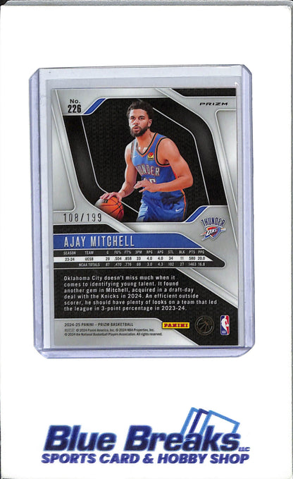 2024-25 Panini Prizm - Seismic Orange - Ajay Mitchell - Rookie - #226 - Basketball - Oklahoma City Thunder