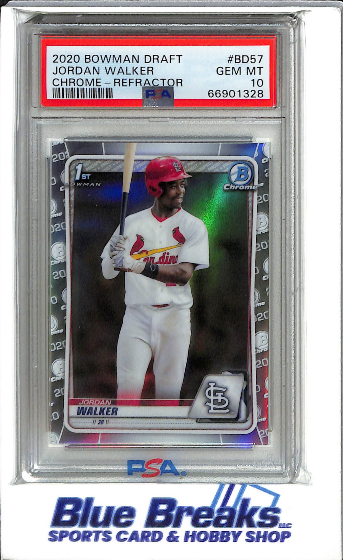 2020 Bowman Draft - Chrome - Refractor - Jordan Walker - #BD57 - PSA 10 - Baseball - St. Louis Cardinals