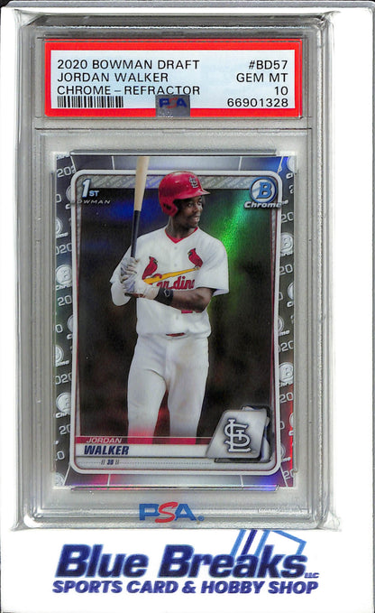 2020 Bowman Draft - Chrome - Refractor - Jordan Walker - #BD57 - PSA 10 - Baseball - St. Louis Cardinals