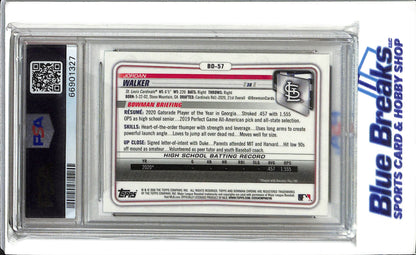 2020 Bowman Draft - Chrome - Jordan Walker - #BD57 - PSA 10 - Baseball - St. Louis Cardinals
