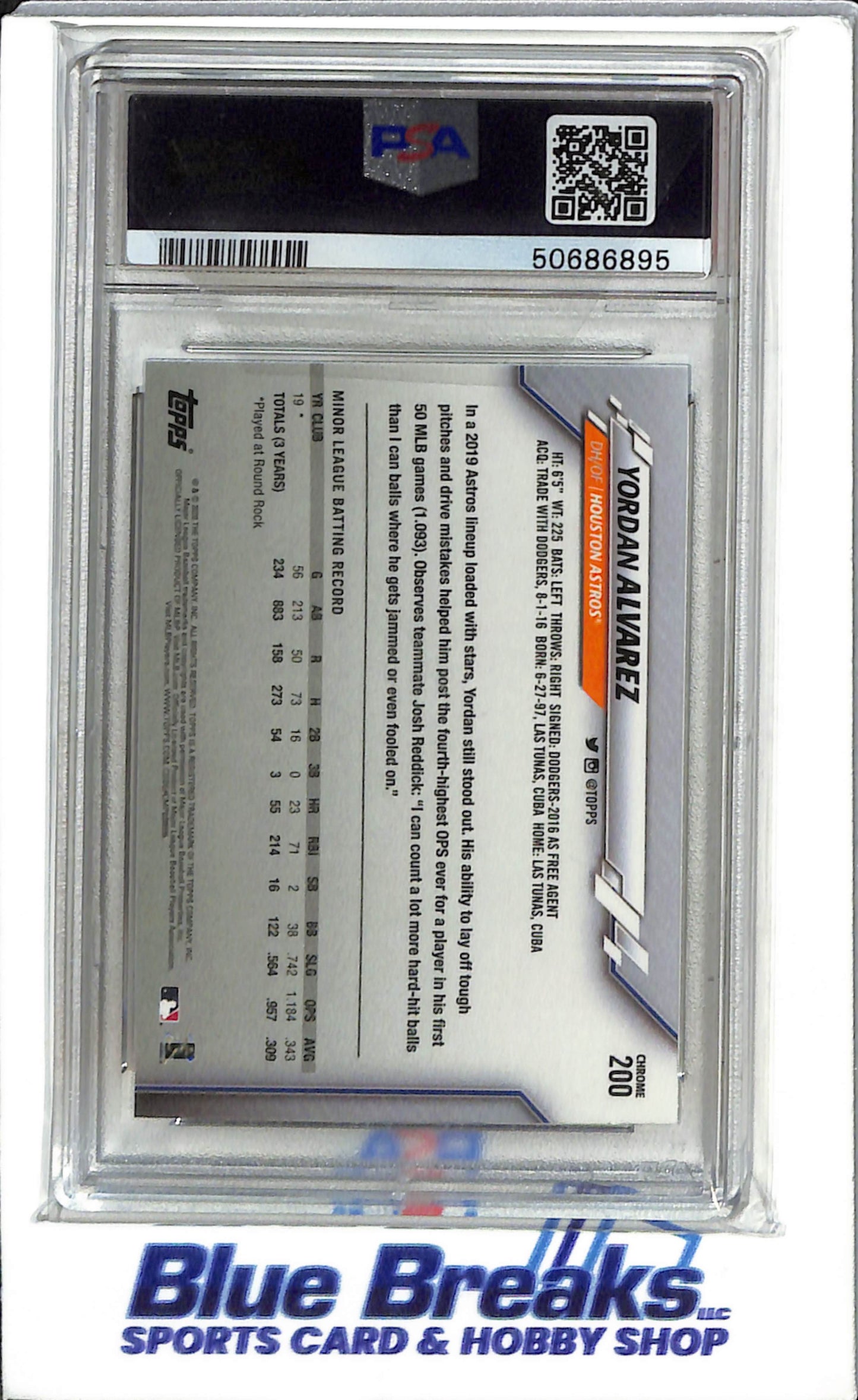 2020 Topps Chrome - Yordan Alvarez - #200 - Baseball - Houston Astros - PSA 10 - Drop