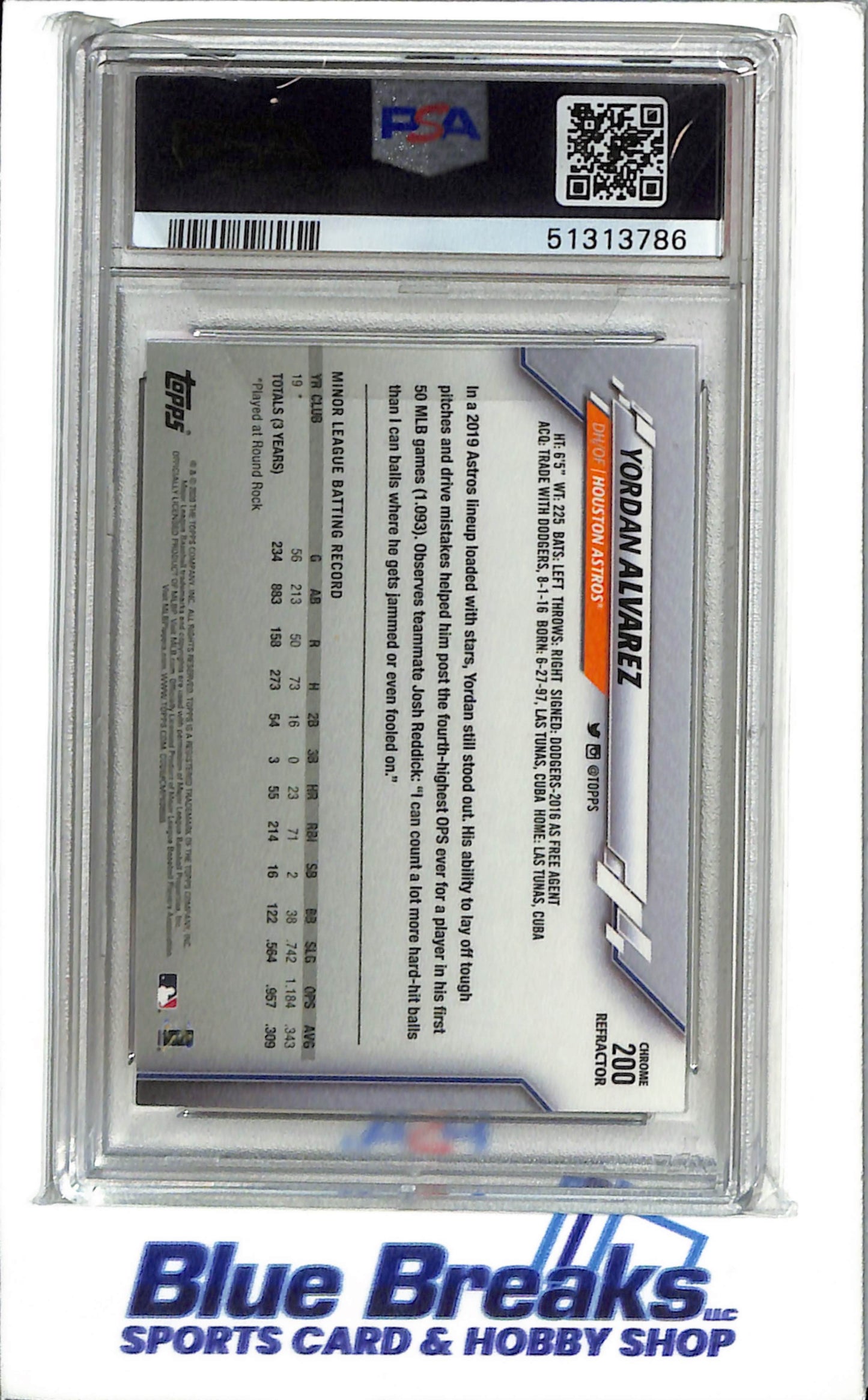 2020 Topps Chrome - Pink Refractor - Yordan Alvarez - #200 - Baseball - Houston Astros - PSA 10 -Drop