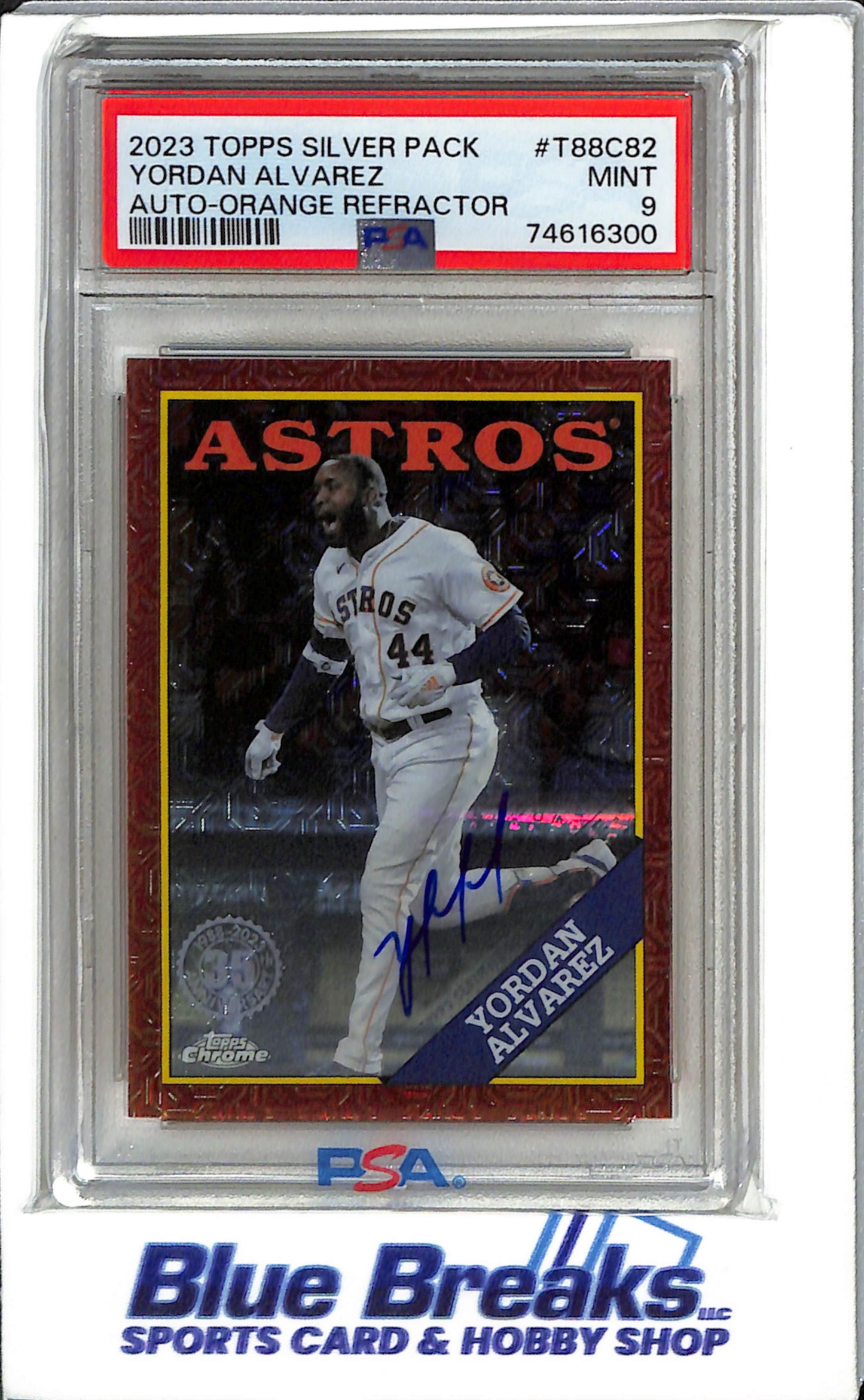 2023 Topps Silver Pack - Auto - Orange Refractor - Yordan Alvarez - #T88C82 Baseball - Houston Astros - PSA 9 - Drop