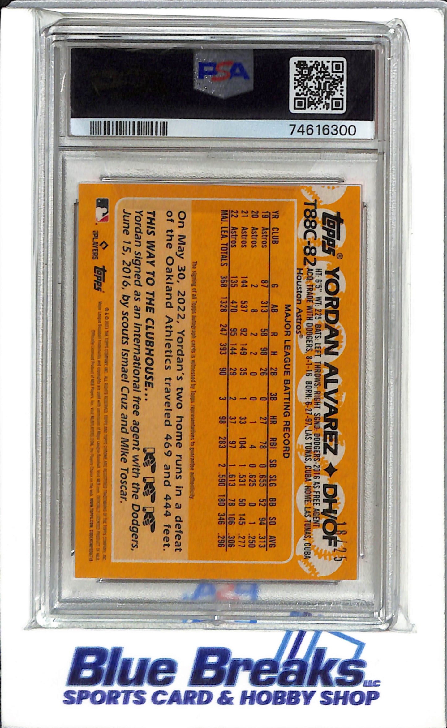 2023 Topps Silver Pack - Auto - Orange Refractor - Yordan Alvarez - #T88C82 Baseball - Houston Astros - PSA 9 - Drop