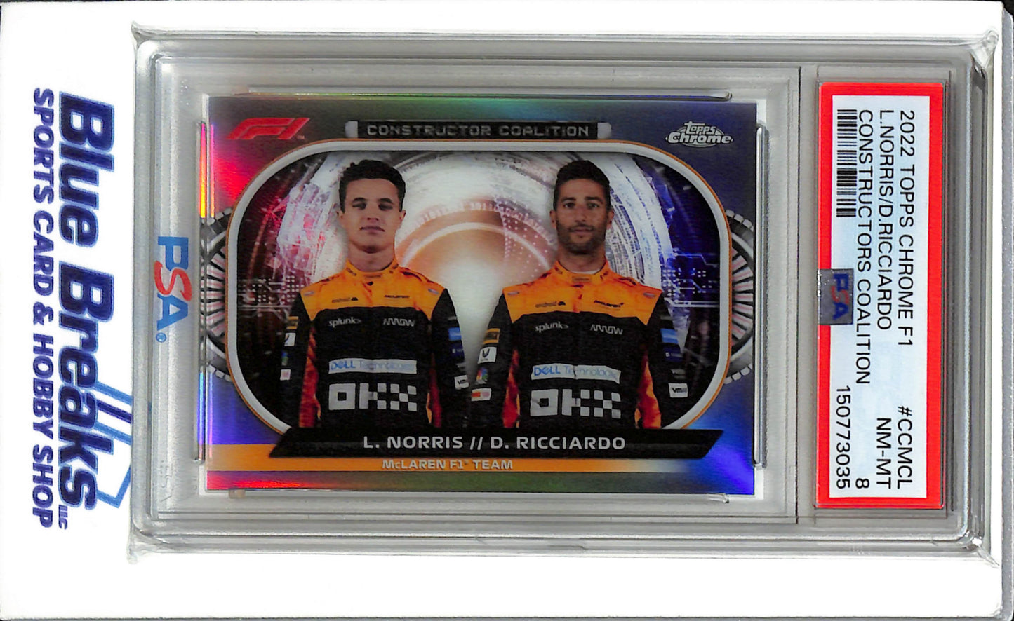 2022 Topps Chrome F1 - Constructors coalition - L. Norris D. Ricciardo - #CCMCL - F1- Formula 1 - Racing - PSA 8 - Drop