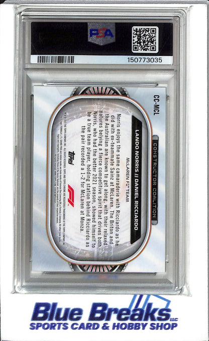 2022 Topps Chrome F1 - Constructors coalition - L. Norris D. Ricciardo - #CCMCL - F1- Formula 1 - Racing - PSA 8 - Drop
