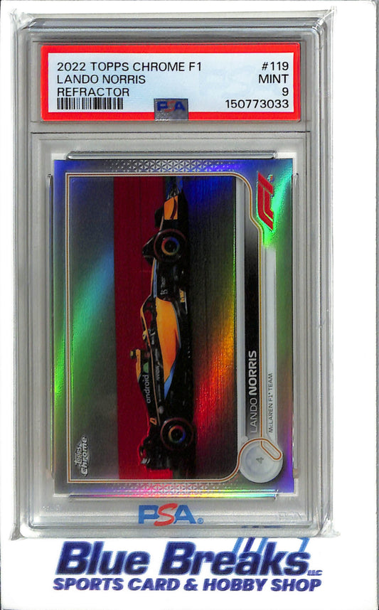2022Topps Chrome F1 - Refractor - Lando Norris - #119 - F1- Formulas 1 - Racing - PSA 9 - Drop