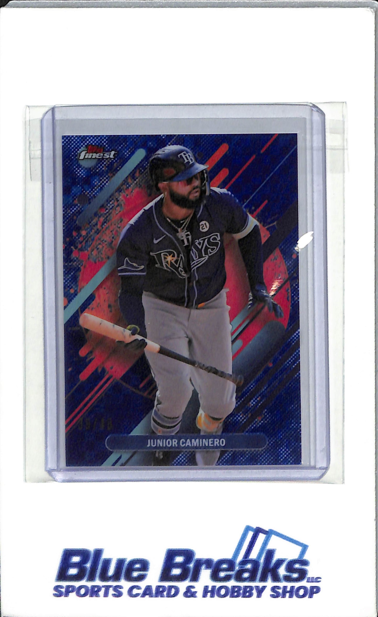 2025 Topps Finest - Blue Checkerboard Refractor - Junior Caminero - #266 - 39-49 -Baseball - Tampa Bay Rays - Drop