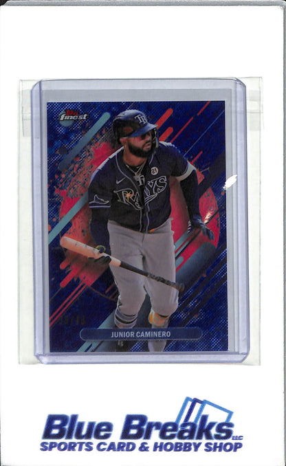 2025 Topps Finest - Blue Checkerboard Refractor - Junior Caminero - #266 - 39-49 -Baseball - Tampa Bay Rays - Drop