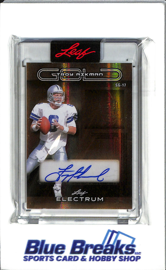 2024 Leaf - Electrum - Silver - Roger Strubach - Gold - Troy Aikman - Dual auto 1-10 - #SG-17 - Football - Cowboys -Drop