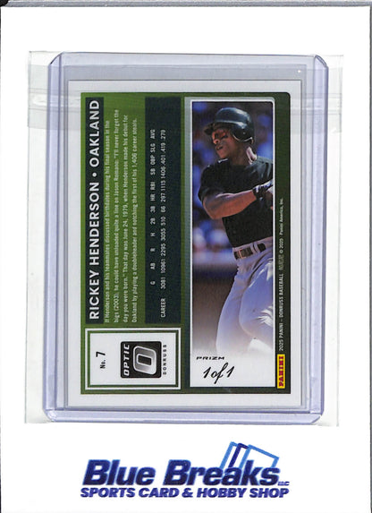 2025 Panini Donruss Optic - Gold Vinyl 1-1 - Rickey Henderson - #7 - Baseball - Oakland - Drop