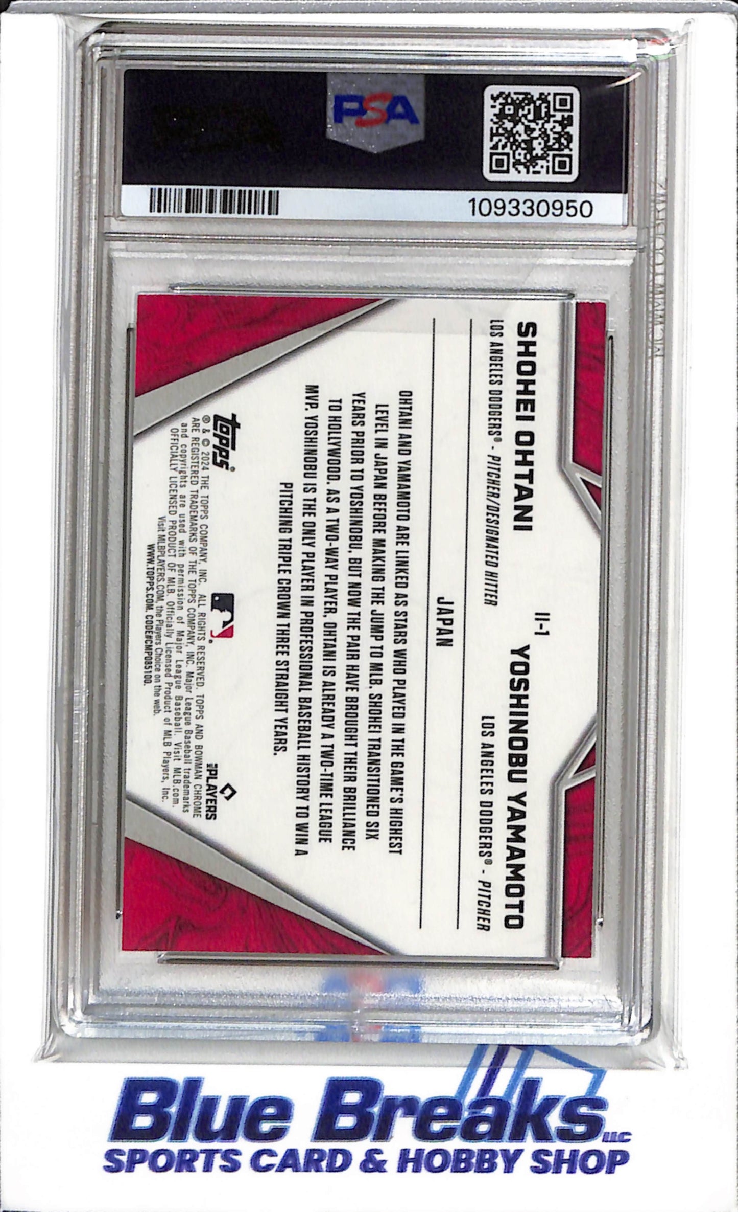 2024 Topps - Bowman Chrome - International Impact - Shohei Ohtani and Yoshinobu Yamamoto - PSA 10 - #II-1 - Baseball - Dodgers - drop