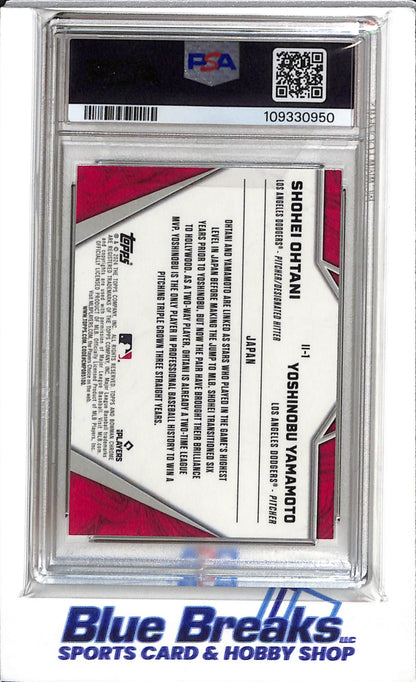 2024 Topps - Bowman Chrome - International Impact - Shohei Ohtani and Yoshinobu Yamamoto - PSA 10 - #II-1 - Baseball - Dodgers - drop