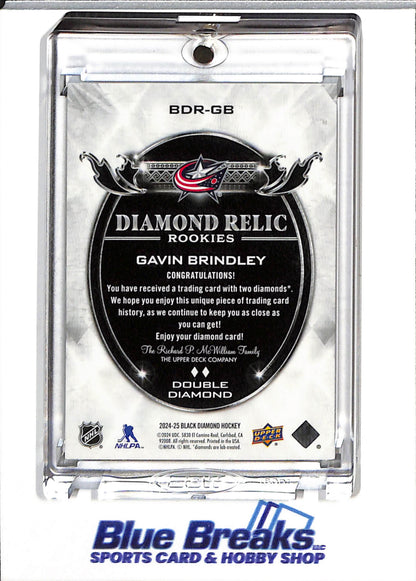 2024-25 Upper Deck - Black Diamond - Diamond Relic Rookie - Silver Foil - Double Diamond - Gavin Brindley - 04/10 - #BDR-GB - Ice Hockey - Blue Jackets - drop