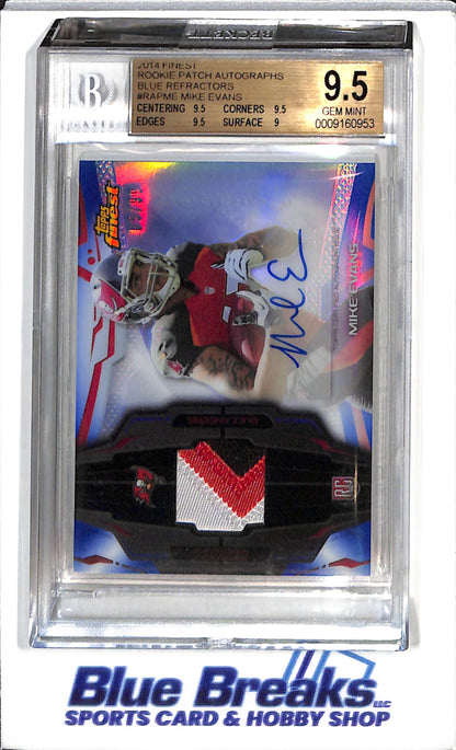 2014 Topps Finest - Rookie Patch Auto - Blue Refractor - Mike Evans - Beckett 9.5 - 05/99 - #RAP-ME - Football - Buccaneers - drop