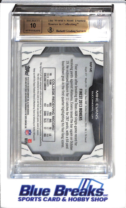 2014 Topps Finest - Rookie Patch Auto - Blue Refractor - Mike Evans - Beckett 9.5 - 05/99 - #RAP-ME - Football - Buccaneers - drop