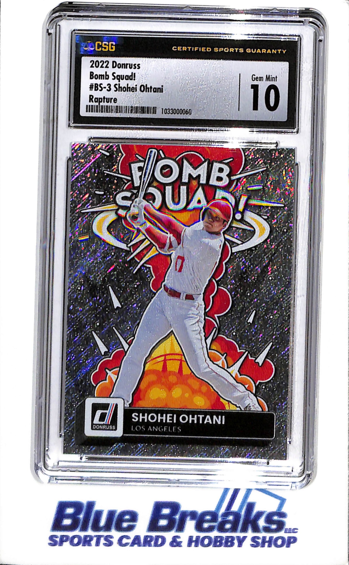 2022 Panini Donruss - Donruss - Bomb Squad - Rapture - Shohei Ohtani - CSG 10 - BS-3 - Baseball - Dodgers - drop