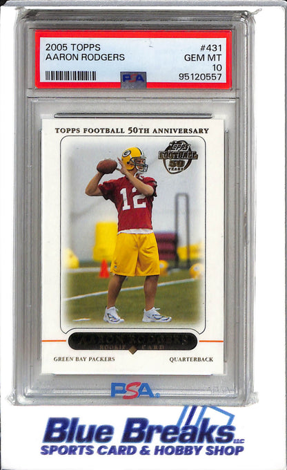 2005 Topps - 50th Anniversary - Rookie Card - Aaron Rodgers - PSA10 - #431 - Football - Packers - drop