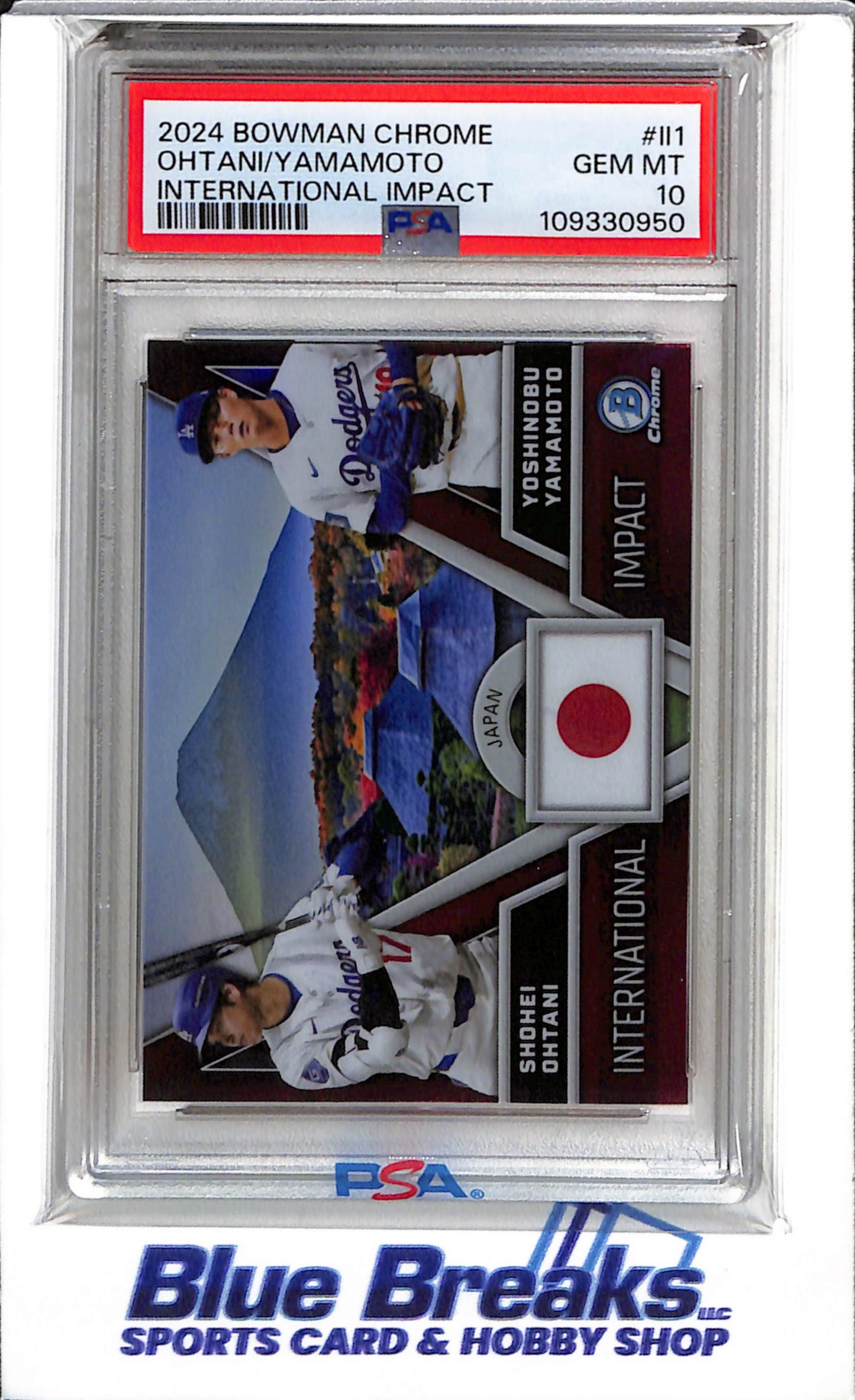 2024 Topps - Bowman Chrome - International Impact - Shohei Ohtani and Yoshinobu Yamamoto - PSA 10 - #II-1 - Baseball - Dodgers - drop