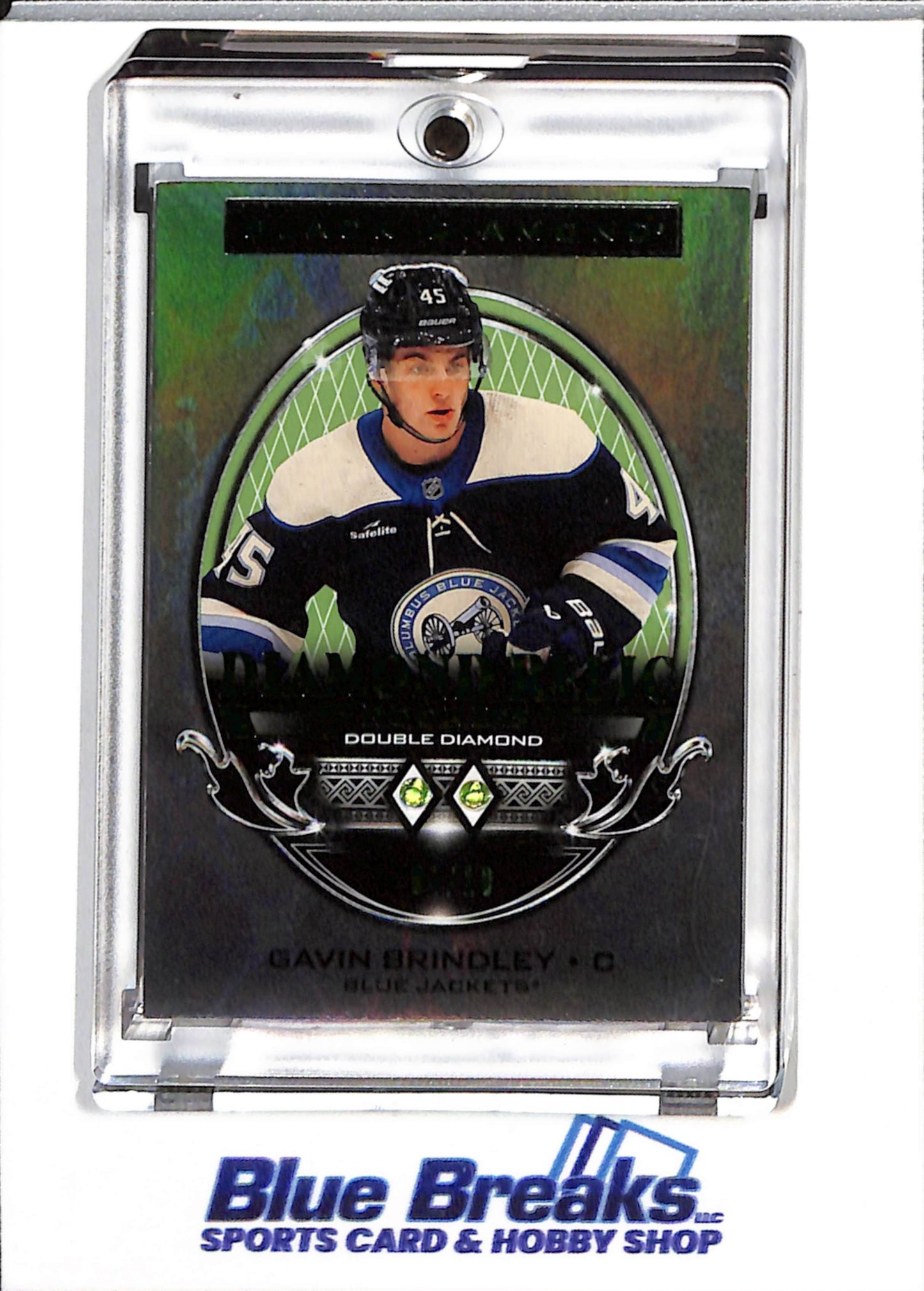 2024-25 Upper Deck - Black Diamond - Diamond Relic Rookie - Silver Foil - Double Diamond - Gavin Brindley - 04/10 - #BDR-GB - Ice Hockey - Blue Jackets - drop