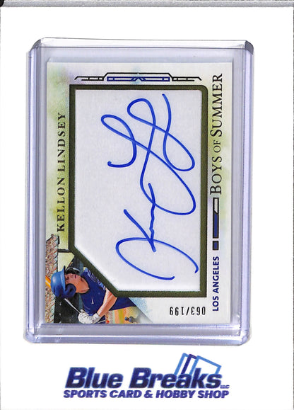 2025 Panini - Boys of Summer - Auto - Kellon Lindsey - 063/199 - #21 - Baseball - Dodgers - drop
