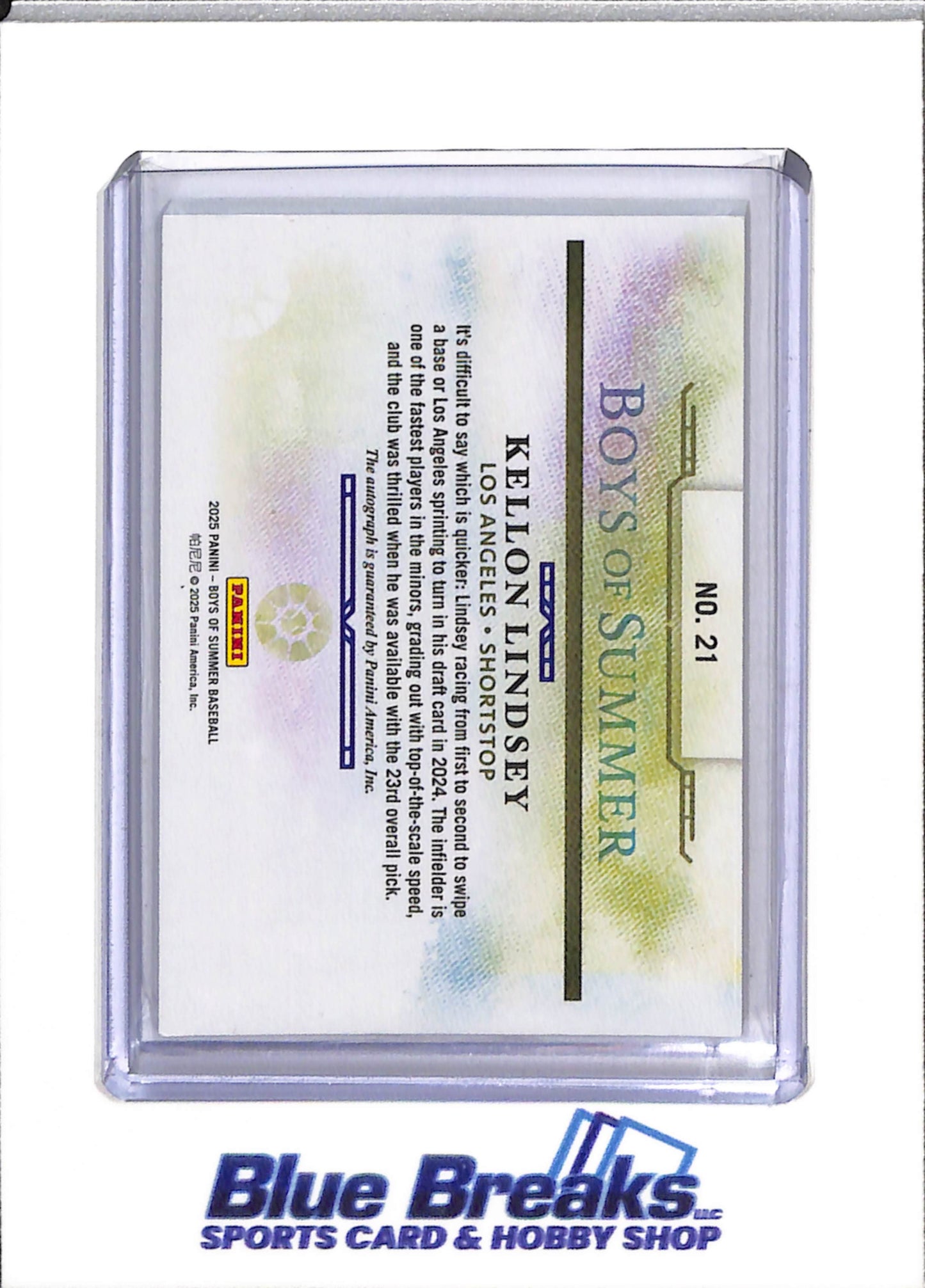 2025 Panini - Boys of Summer - Auto - Kellon Lindsey - 063/199 - #21 - Baseball - Dodgers - drop