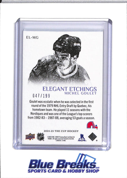 2024-25 Upper Deck - The Cup - Elegant Etchings - Michel Goulet - 047/199 - #EL-MG - Ice Hockey - Nordiques and Blackhawks - drop