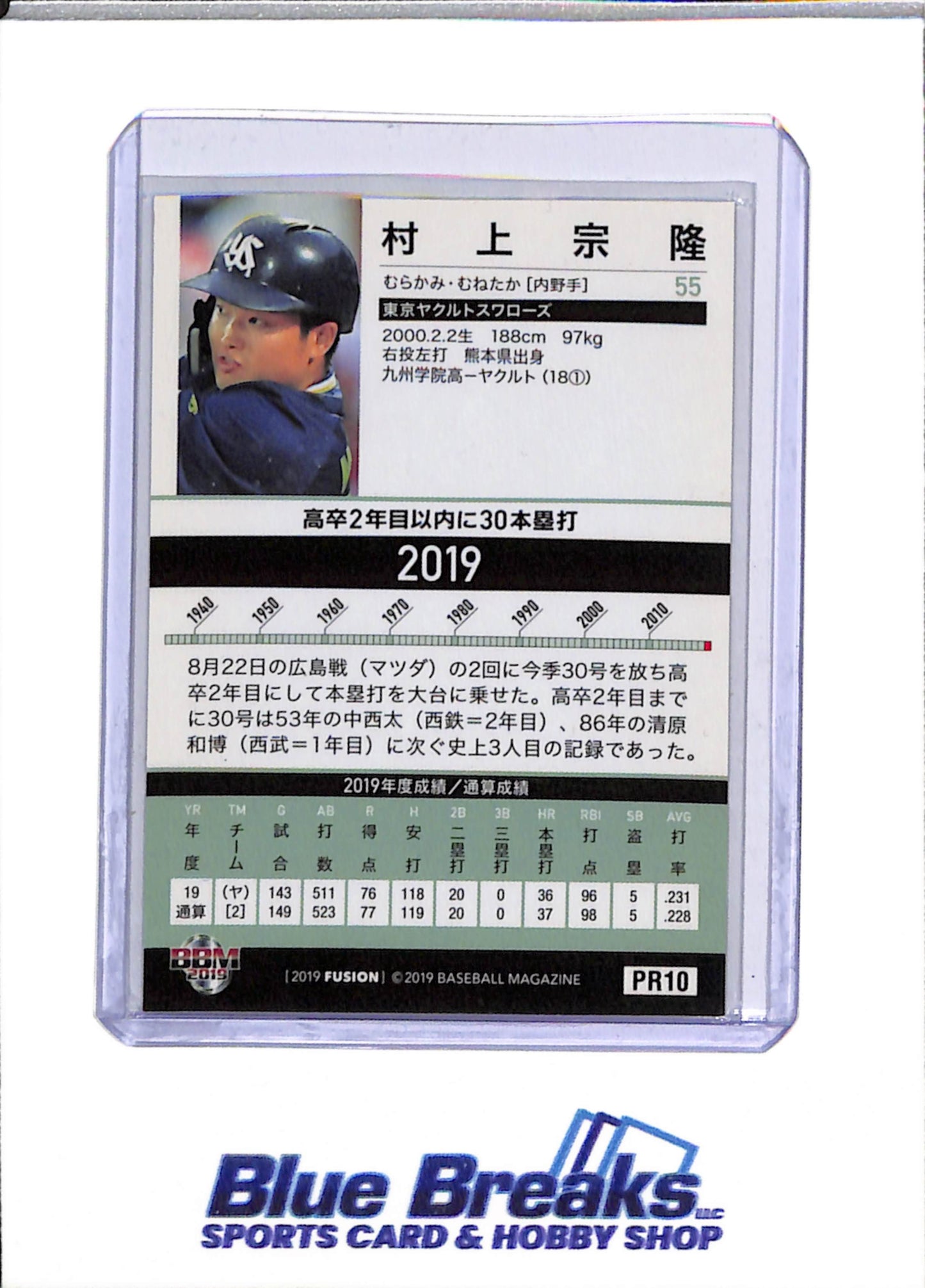 2019 BBM - Fusion - Stadium Event Special Edition - Munetaka Murakami - #PR10 - Baseball - Swallows - drop