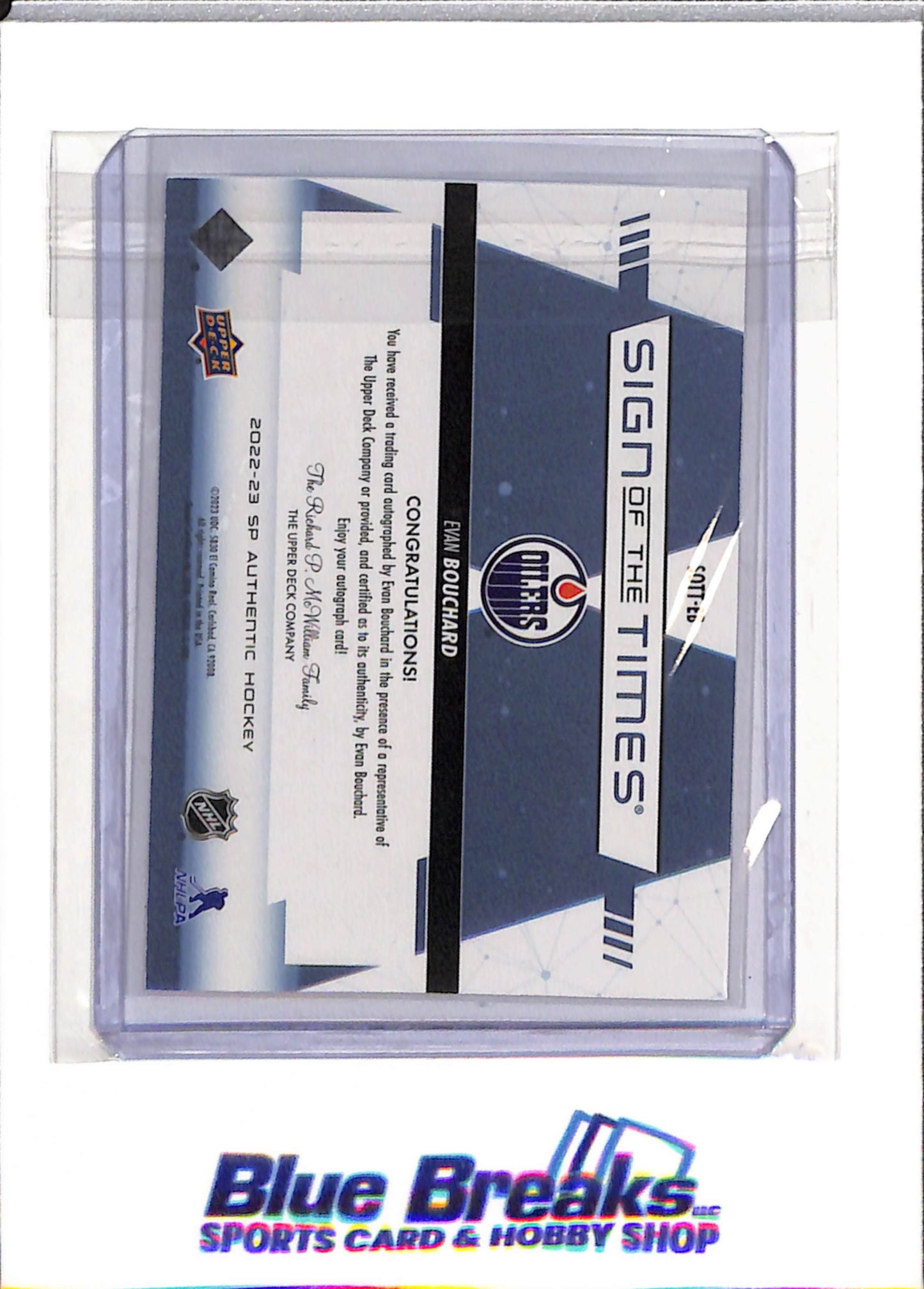 2022-23 Upper Deck - Sign of the Times - Auto - Evan Bouchard - #SOTT-EB - Ice Hockey - Oilers - drop