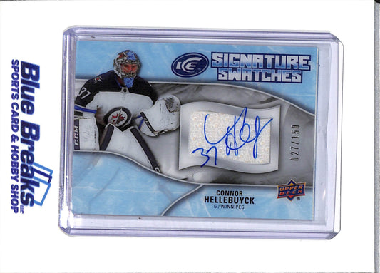 2018-19 Upper Deck - Signature Swatches - Auto - Connor Hellebuyck - 027/150 - #SW-CH - Ice Hockey - Jets