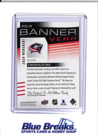 2025-26 Upper Deck - Banner Year - Game Used Edition - Stadium Series - Zach Werenski - #BYSS-ZW - Ice Hockey - Blue Jackets - drop