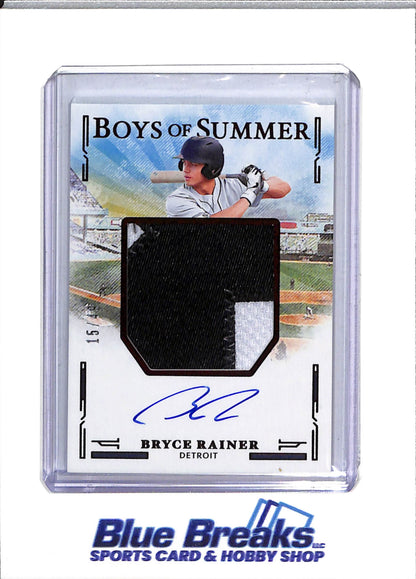 2025 Panini - Boys of Summer - Relic Auto - Bryce Rainer - 15/49 - #JMS-BR - Baseball - Tigers - drop