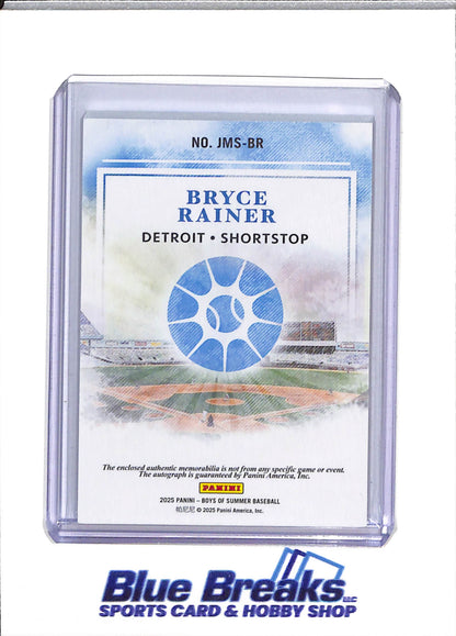 2025 Panini - Boys of Summer - Relic Auto - Bryce Rainer - 15/49 - #JMS-BR - Baseball - Tigers - drop
