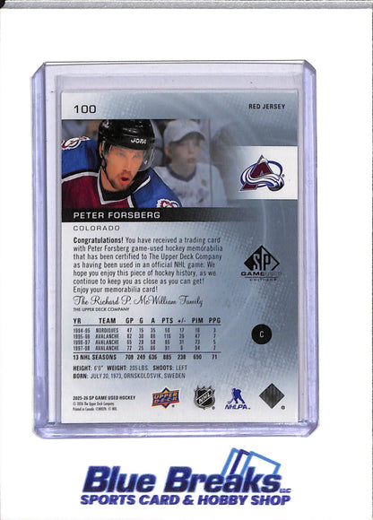2025-26 Upper Deck - Greats - Red - Peter Forsberg - #100 - Ice Hockey - Avalanche - drop