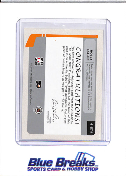 2005 In The Game - Autographs - Bobby Taylor - #A-BTA - Ice Hockey - Flyers- drop