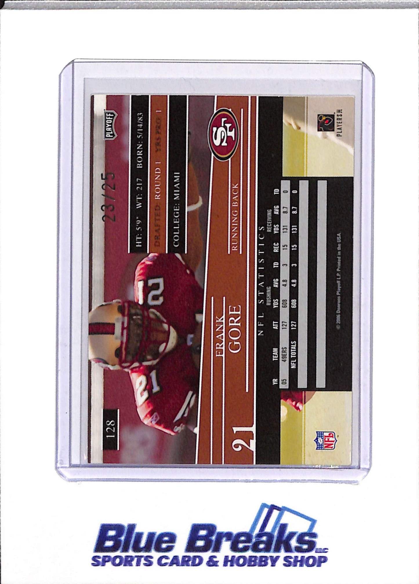 2006 Players - Playoff Prestige - Xtra Points - Frank Gore - 23/25 - #128 - Football - 49ers - drop