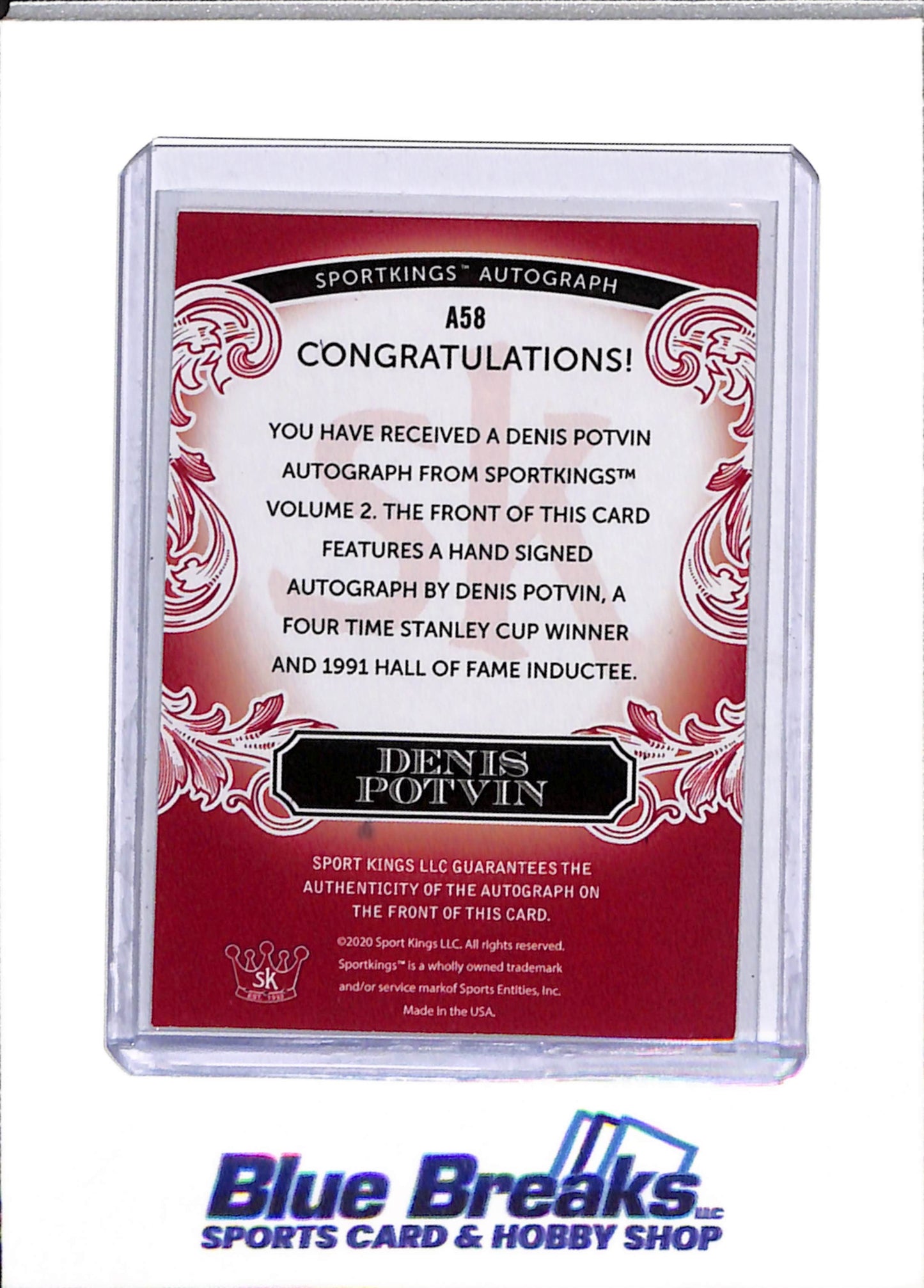 2020 Sports Kings - Autographs - Denis Potvin - 43/50 - #A58 - Ice Hockey - Islanders - drop